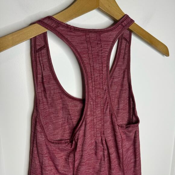 Lululemon Essential Tank Top Pleated Back Heather Burgundy Size 4 - Picture 4 of 5